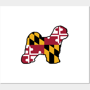 Tibetan Terrier Silhouette with Maryland Flag Posters and Art